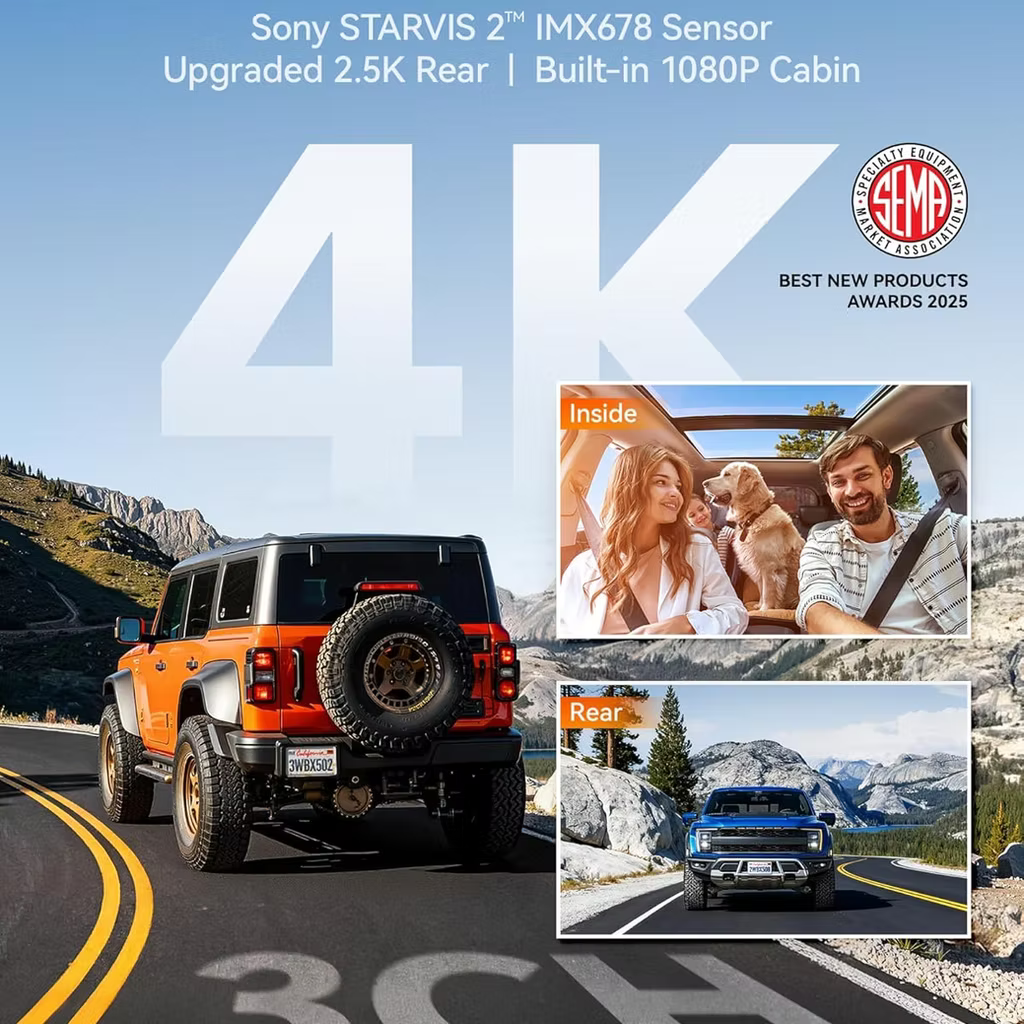 WOLFBOX X5 3 Channel 4K HDR Dash Cam 行車記錄儀 香港行貨 兩年保養 套裝連安裝服務