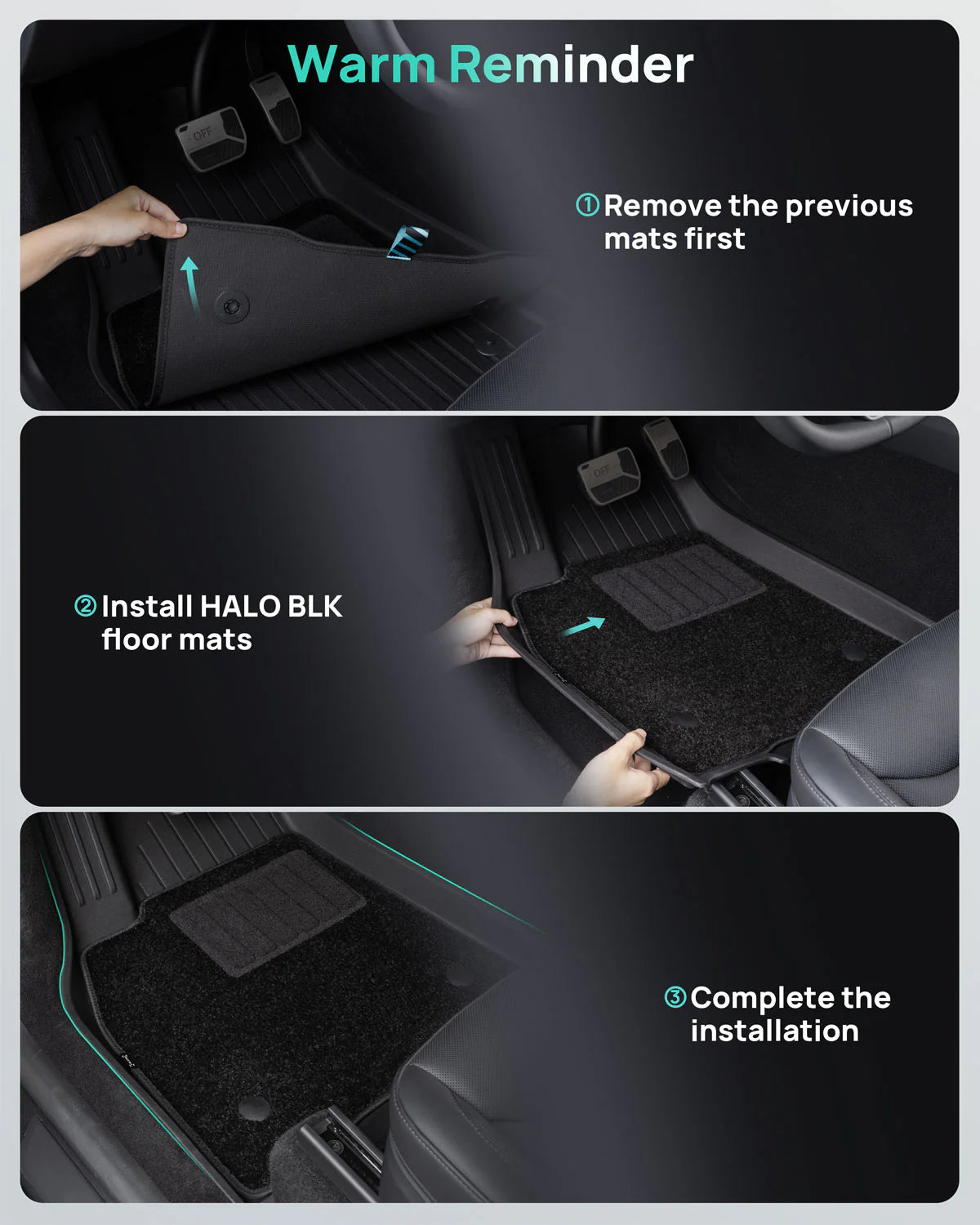 HALOBLK Model Y 2021-2026 專用全包圍腳墊 (右軚連毛毯)現貨