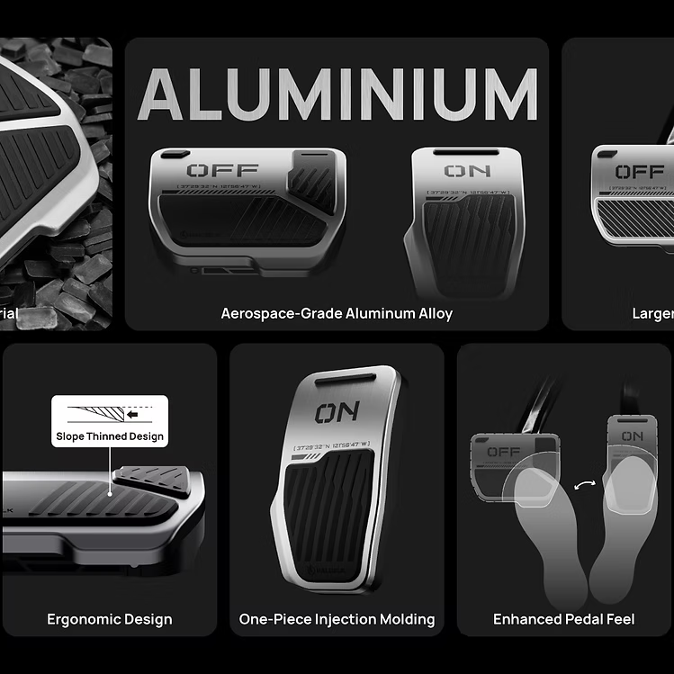 HALOBLK 合金踏板Alloy Car Pedal Covers for Tesla|Toy Switch 2.0