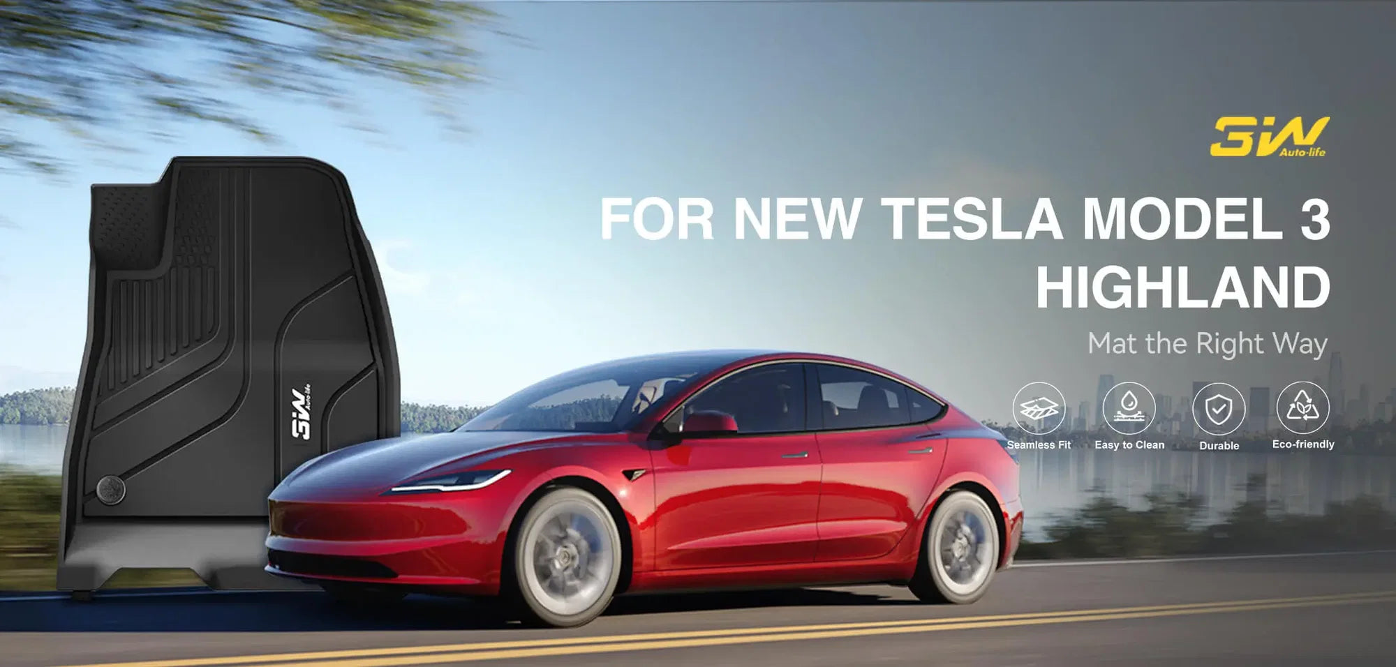 3W全TPE雙層防水靜音腳墊(升級版)Model 3 Highland 2024+(現貨)