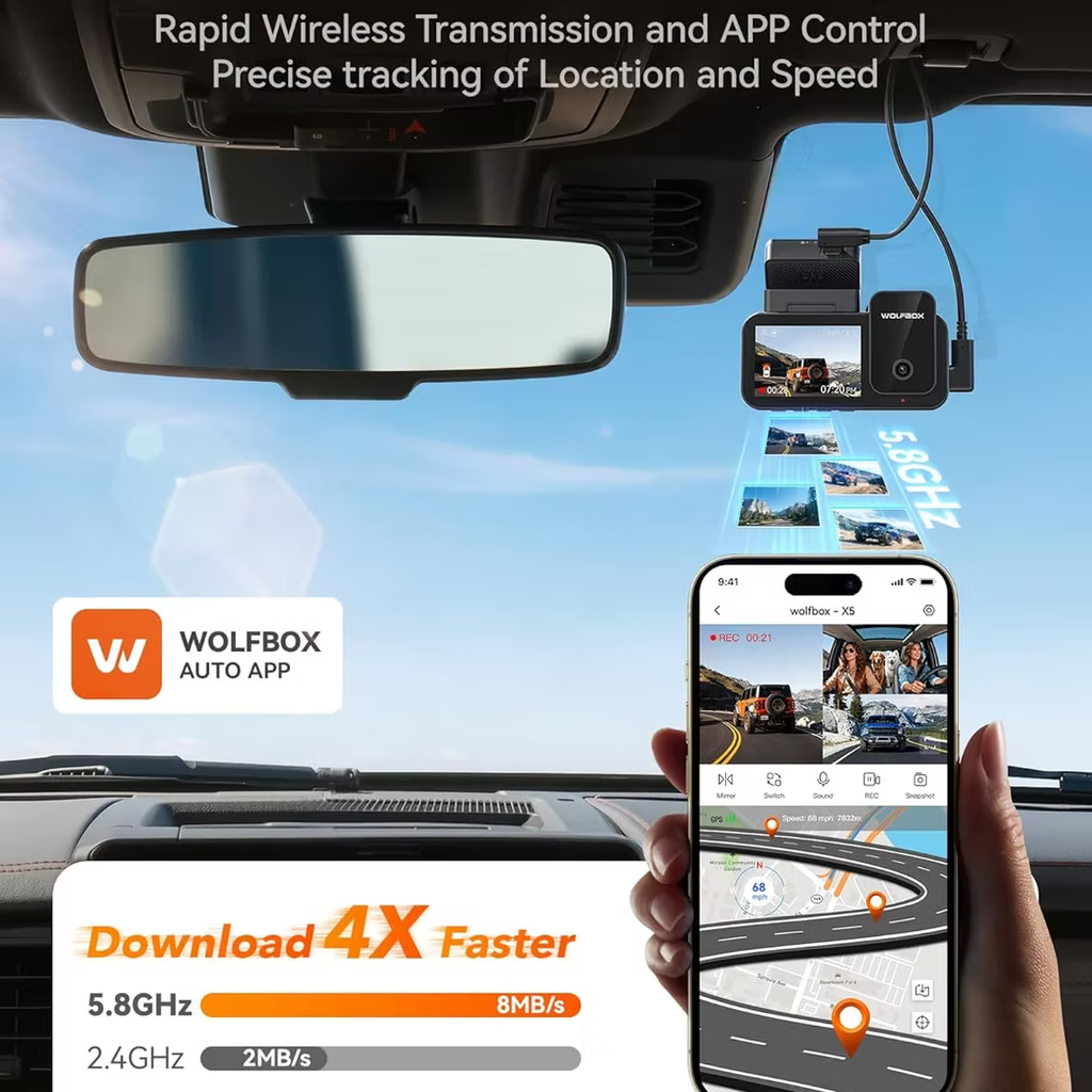 WOLFBOX X5 3 Channel 4K HDR Dash Cam 行車記錄儀 香港行貨 兩年保養 套裝連安裝服務