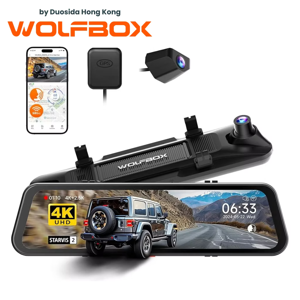 WOLFBOX G900 PRO Mirror Dash Cam 電子後視鏡及行車記錄儀 香港行貨 兩年保養 套裝連安裝服務