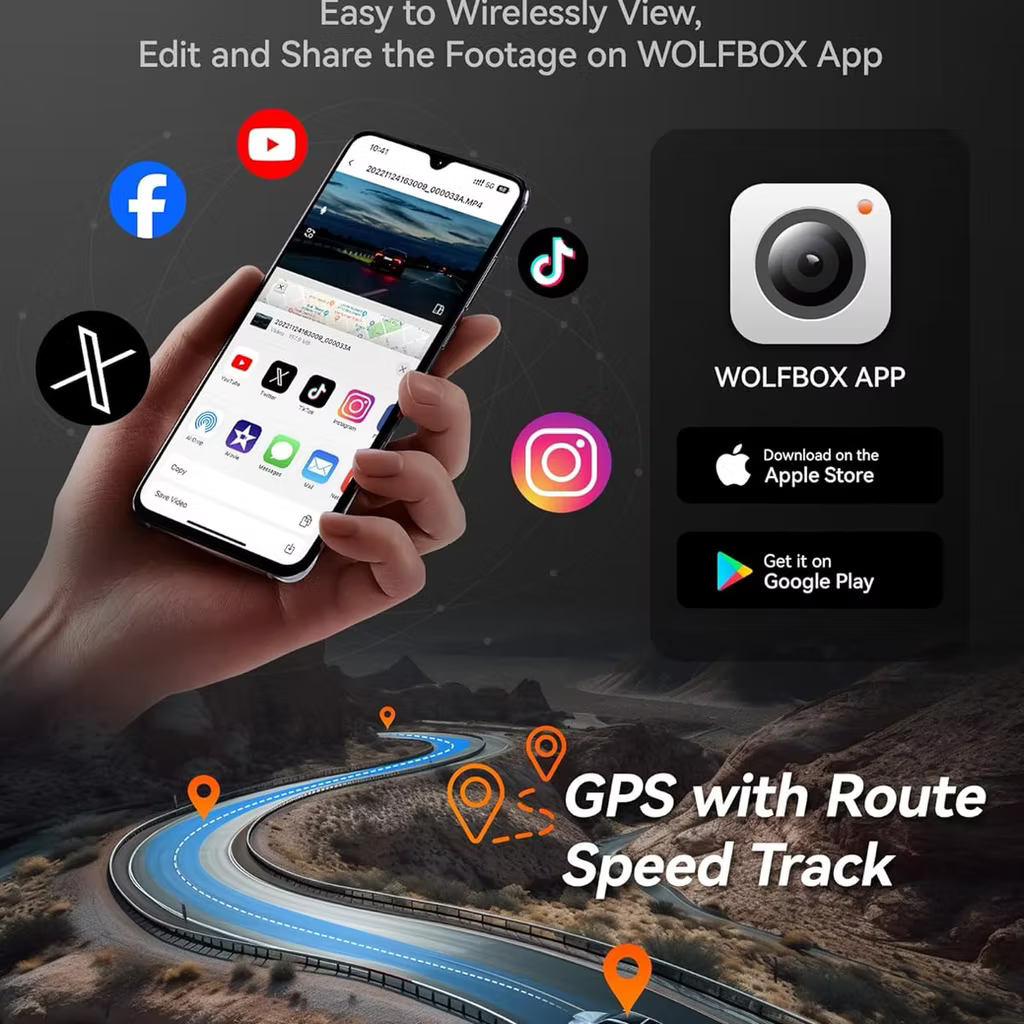 WOLFBOX i07 3 Channel Dash Cam 行車記錄儀 香港行貨 兩年保養 套裝連安裝服務