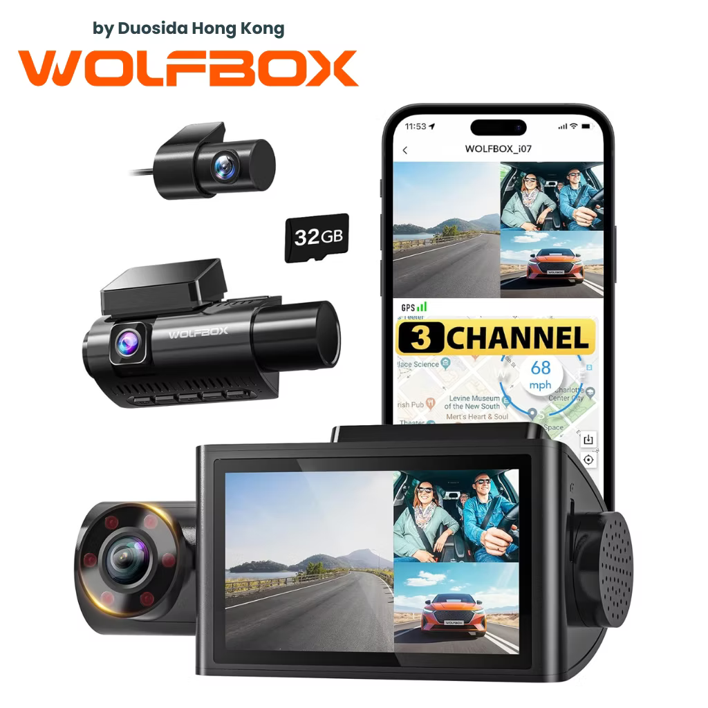WOLFBOX i07 3 Channel Dash Cam 行車記錄儀 香港行貨 兩年保養 套裝連安裝服務