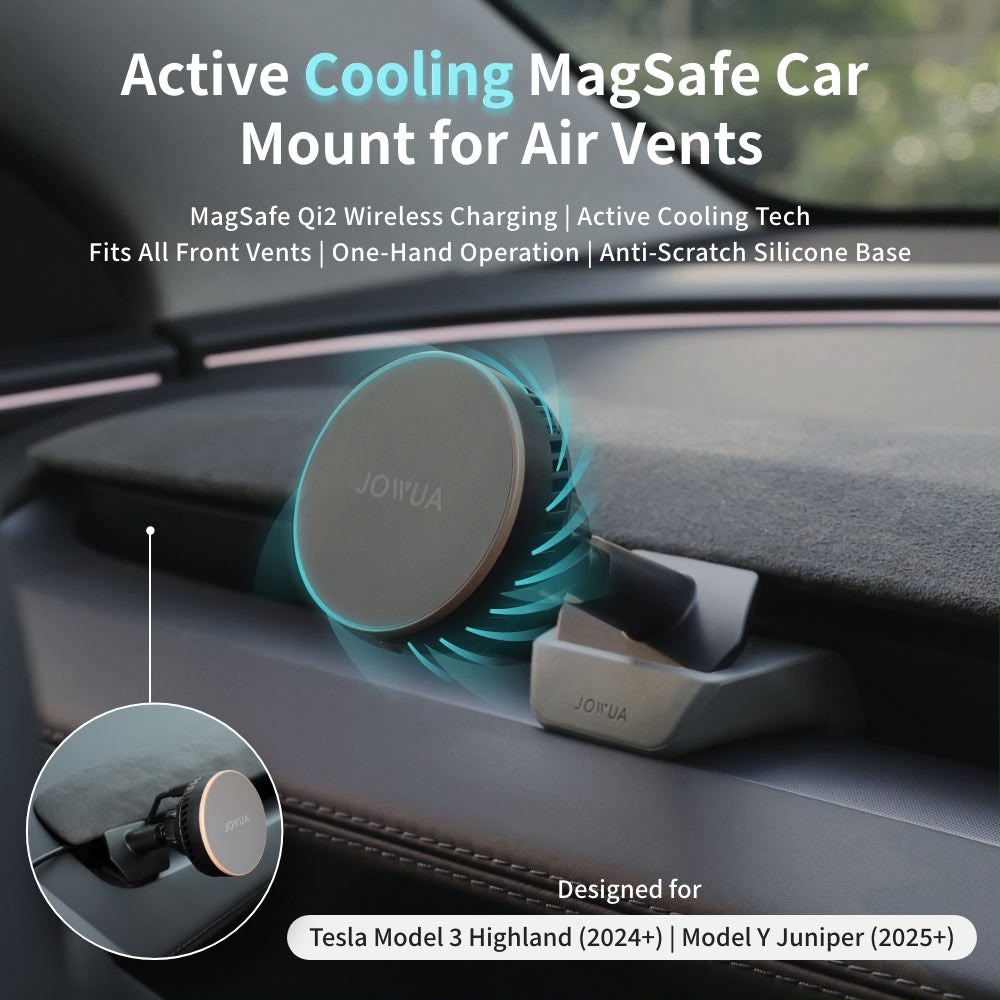 Jowua Active Cooling MagSafe Car Mount for Air Vents (Model 3 & Model Y)(現貨)